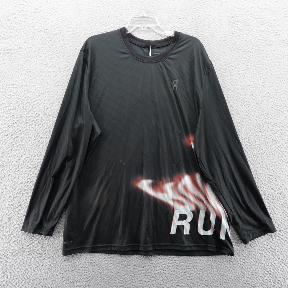 On Running Pace Long T Mens XXL Black Graphic Performance Running Shirt NEW